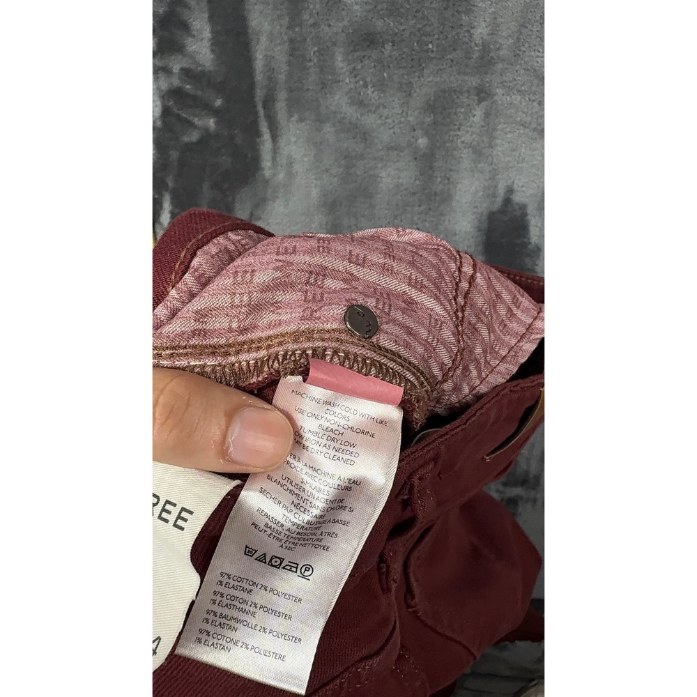 We The Free Flare Jeans Womens 24 Burgundy Raw Hem Bell Bottom New Boho Hippie - Picture 7 of 10